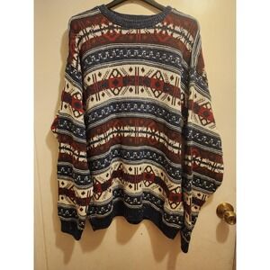 NWT VINTAGE CHAPS RALPH LAUREN Multi-Color Nordic Crewneck Sweater USA Sz. L
